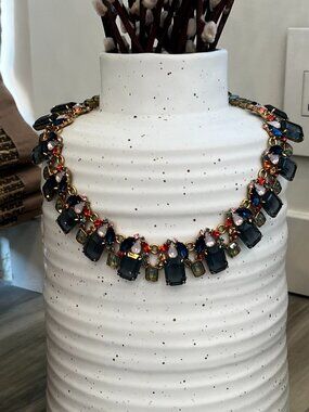 Collector's item: J. Crew cluster drop stone multicolor statement necklace
